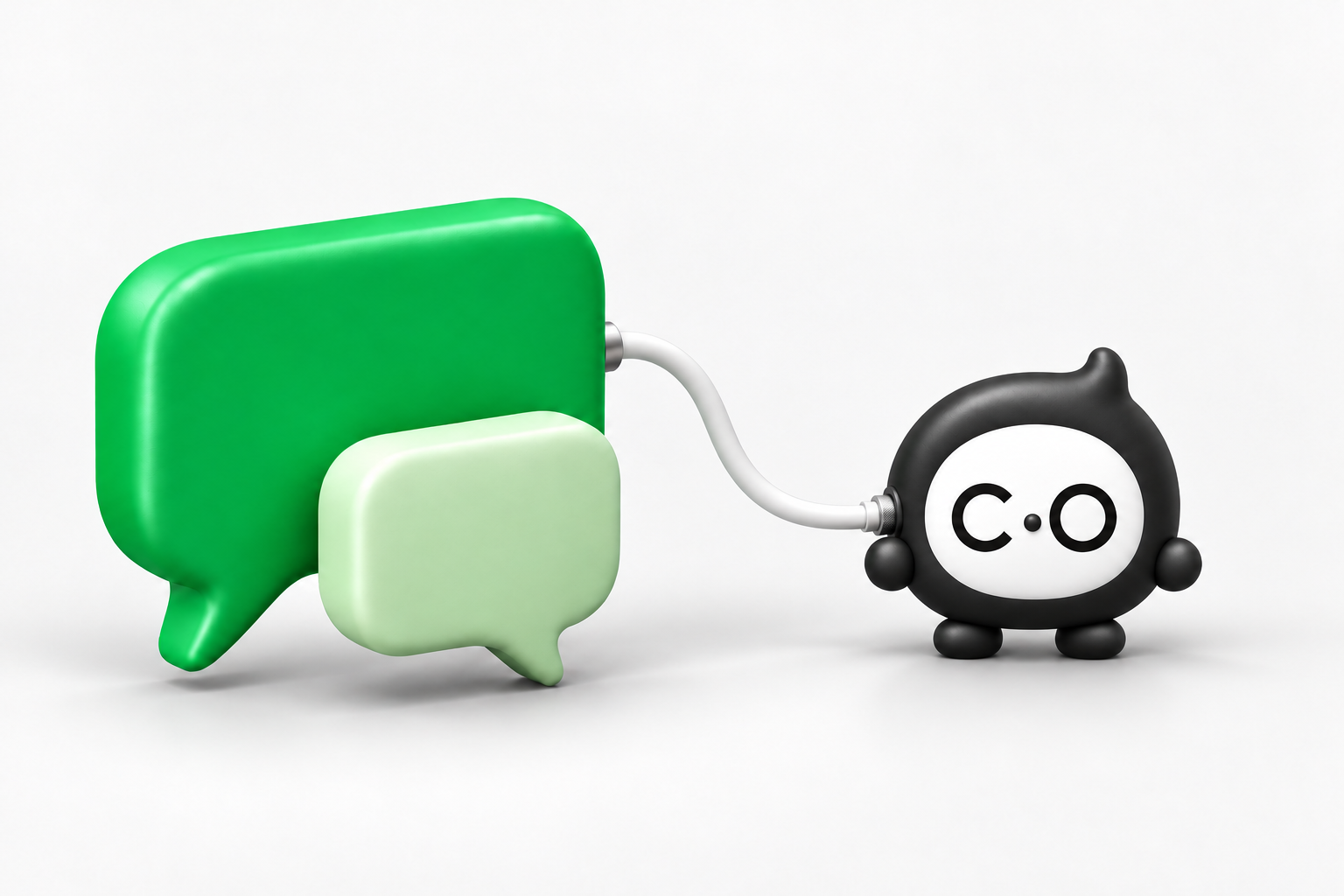 Mascota de Colectivo conectada a las burbujas de WhatsApp mediante un cable con entrada integrada